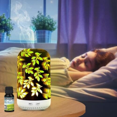 Portable 3D Glass Essential Oil Aroma Diffuser USB Ultrasonic Air Humidifier with Color LED Light Lamp for Home Car Mist Maker