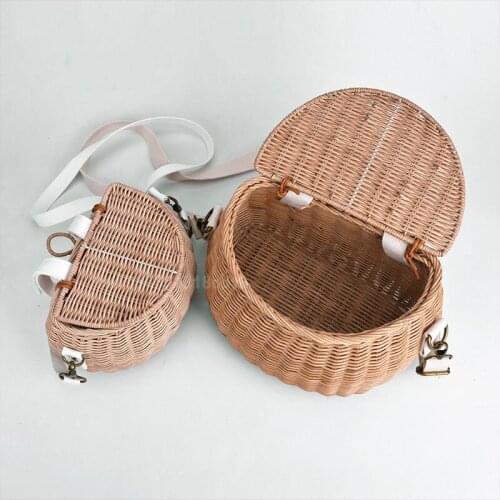 Vintage Bicycle Basket Handmade Bike Rattan Hanging Organizer Bag Wicker Straw Storage Backpack Nordic Girls Kids Room Decor