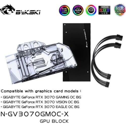 Bykski Water Block Use for GIGABYTE GeForce RTX 3070/3060Ti GAMING OC PRO/ VISION / EAGLE OC 8G GPU Card / Copper Radiator / RGB