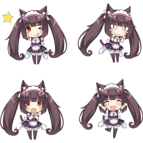 Three Ratels CD1 funny NEKOPARA_CHRONICLE Chocola Cartoon Waterproof Decal Cute cats ear girls sticker on Wall Fridge car