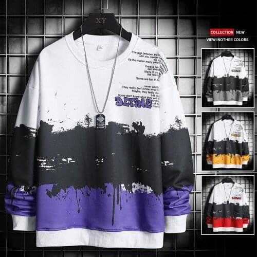 Harajuku Yellow Hoodie Mens 2021 Long Sleeve Spring O-Neck Hoodie Mens Sweatshirt Hip Hop Pullover Streetwear Casual Top