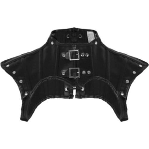 Women Medieval PU Leather Lace up Chest Harness Shirt with Buckles Sexy Bondage Punk Gothic Rave Costume Crop Top Club Wear