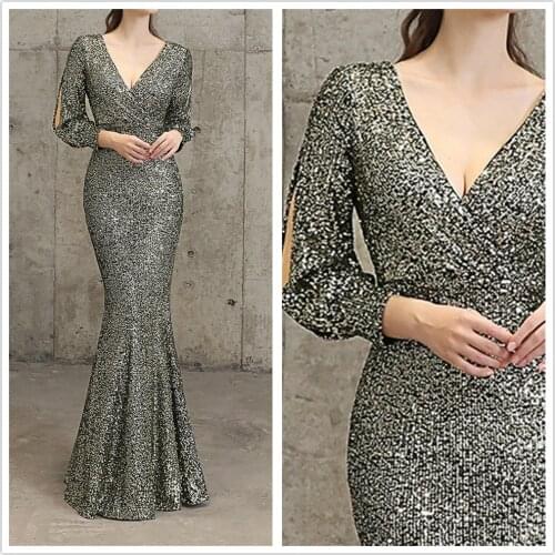 QSYYE Pink Prom Dresses Long Chiffon Two Pieces Evening Dress Lace Bead Long Sleeves Girl Party Formal Gowns