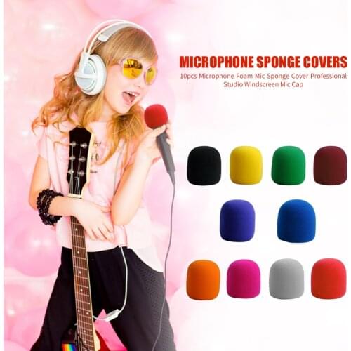 10pcs Practical Microphone Foam Colorful Mic Sponge Cover Professional Studio Windscreen Mic Cap Music Speaker Cover