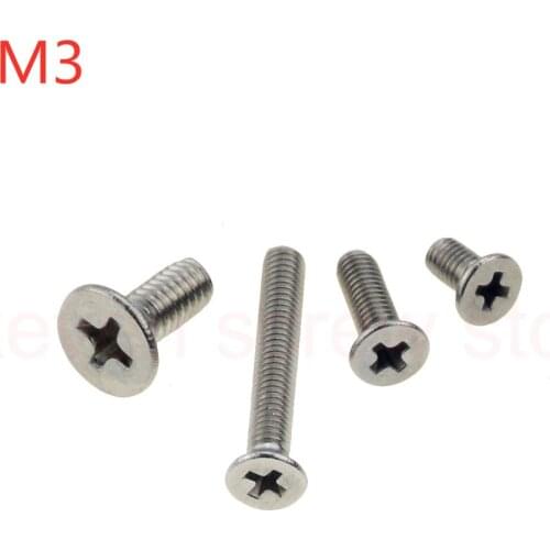 100pcs/Lot GB819 M3x10 mm M3*10 mm 304 Stainless Steel flat head cross Countersunk head screw