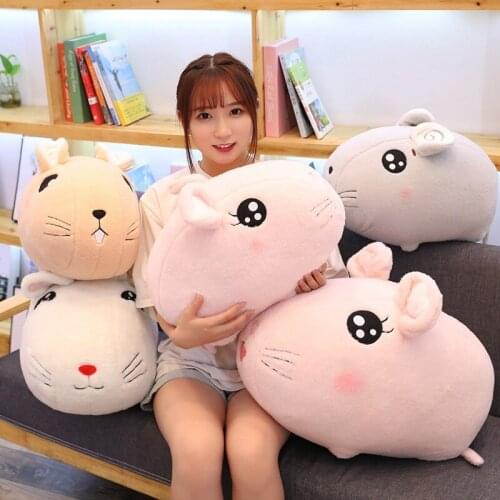 45cm/58cm Fat Kawaii Funny Mouse Plush Toy Soft CArtoon Animal Four Colors Hamster Stuffed Pillow Doll Nap Pillow Birthday Gifts