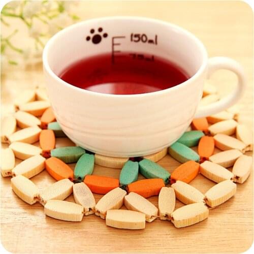 Bamboo handmade round multi-purpose pad Bowl mat pad insulation table mat random 9491