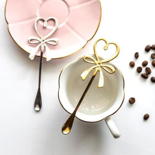 Girls Love of Wind Bows Stainless Steel 304 Dessert Spoon Coffee Spoon Stirring Spoon Palace Fruit Yogurt Spoon