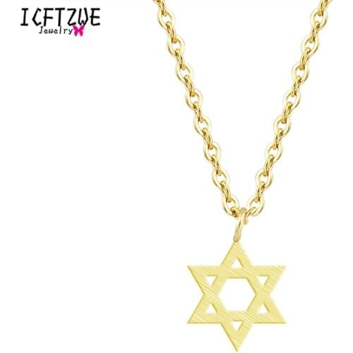 Gold Pentagram Necklaces Pendants Stainless Steel Chain Star Of David Choker Necklace For Women Jewish Jewelry Collares