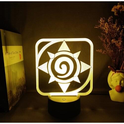 HearthStone LOGO Heroes of Warcraft Game Lamp 3D LED RGB Flashing Night Lights Cool Gifts for Friend Room Desk Table Decoration