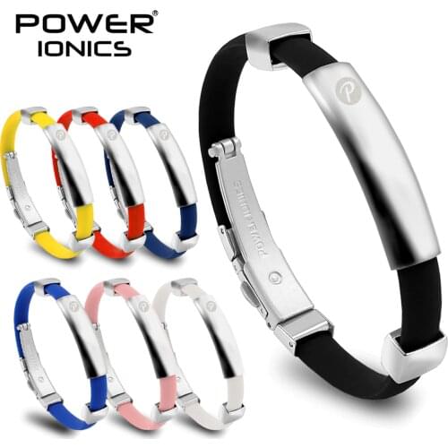 Power Ionics antifatigue power fitness sports silicone magnetic ions balance tourmaline charms bracelet wristband bangles