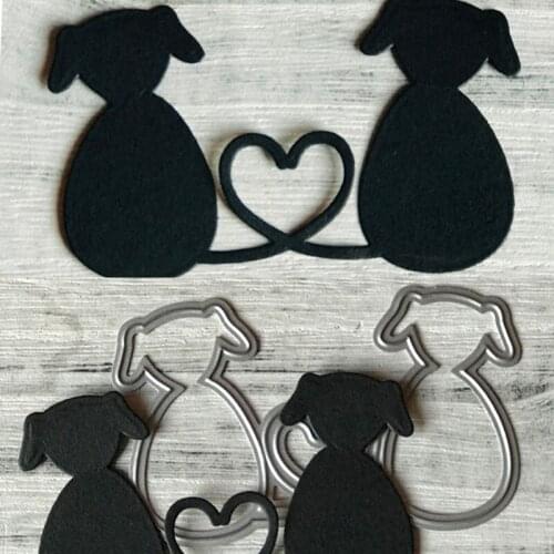 Heart Couple Dog Metal Cutting Dies Stencil Scrapbooking DIY Album Stamp Paper Card Mold Embossing Decoration Craft