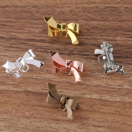 Mibrow 5pcs/lot 17*28mm Gold Silver Color Copper Butterfly Brooch Pins Cufflink Tie Tack Pins Brooch for DIY Jewelry Making