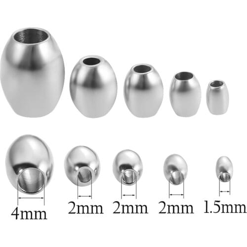 Wholesale 20pcs/lot Stainless Steel Oval Spacer Bead Loose Beads for DIY Bracelet Necklace Jewelry Making Accessories Findings