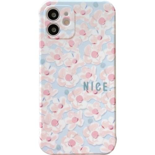 Fresh Floral Print Silicon Case for iPhone 12 Pro Max Back Phone Cover for 12 Mini 11Pro Max X XS XR 6 8 7 Plus SE 2020 Capa