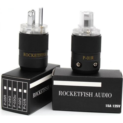 ROCKETFISH Rhodium-Plated US AC Audio Power Plug for DIY Power Cable Amplifier Audio