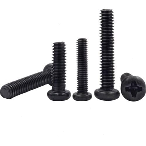 102pcs M1 M1.2 Phillips round head screws cross PM pan header bolts mechanical screw carbon steel bolt 2mm-16mm length