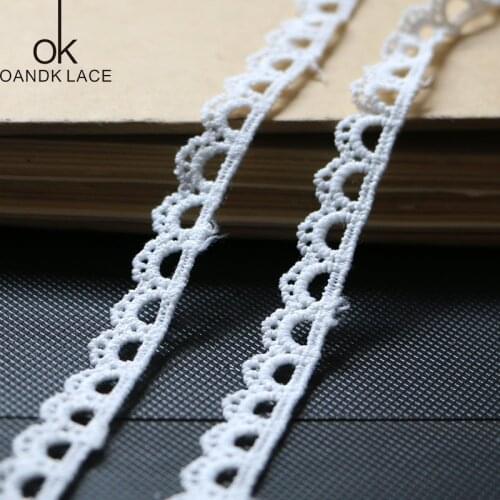 2 Yards/lot 1CM Width Milk Silk White Sewing Flower Lace Fabric Trims Water Soluble Exquisite Lace Trim DIY Sewing Materials