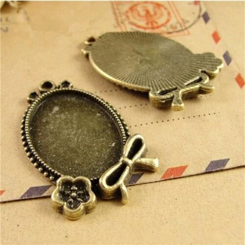 30pcs/lot Metal Bow-knot Flower Cabochon Base 25*18MM Cameo Setting for Jewelry Making
