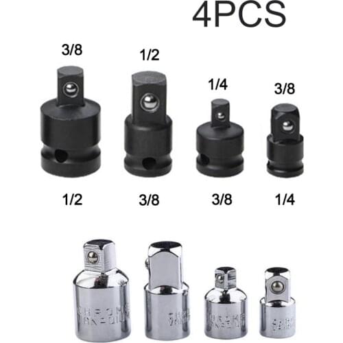 4Pcs 1/4 3/8 1/2 Ratchet Wrench Socket Adapter Spanner Keys Set Converter Drive Reducer Electrophoresis Process Blacken Tools