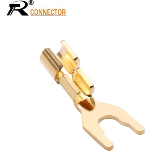 4pcs/lot Speaker Banana Spade Plug Jack 24K Gold Plated Solderless Y Fork Wire Connector New Arrival Wholesale