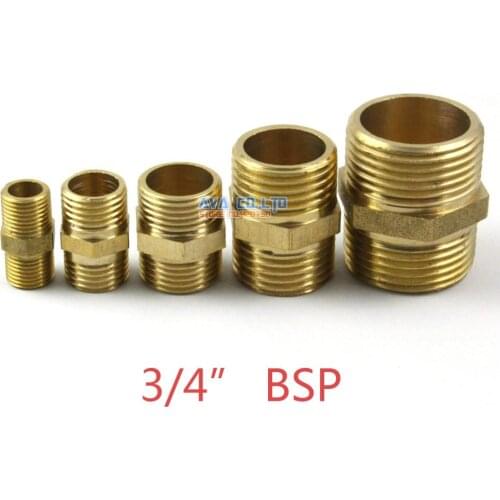 5 Pieces Brass Male 3/4" BSP Pipe Hex Nipple Fitting Fuel Air Gas Water Hose Connector Coupler