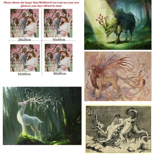 5D Diamond Painting Full Diamond Round Animal Diy Gift Home The Holy Thing In The Forest Decoration Cross Stitch Kit Mosaic