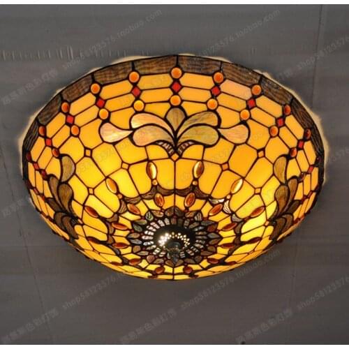 45CM big European glass ceiling Tiffany lamps bedroom living room balcony to do the old retro art lighting