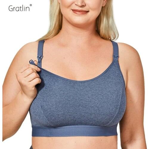 Gratlin Womens Full Cup Maternity Nursing Bra Comfort Cotton Breastfeeding Underwear Plus Size