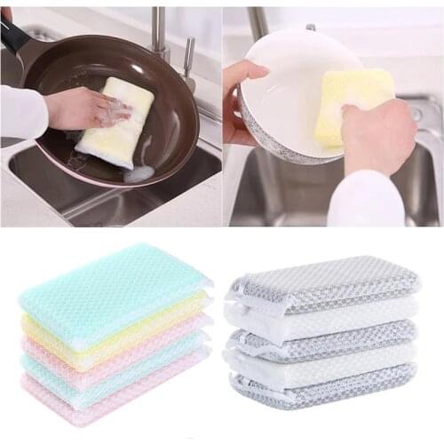 5Pcs/Set Net Cleaning Sponge Simple Practical Kitchen Scouring Pad for Dish Cup Bowl Washing Supplies For Home Using 3 Style