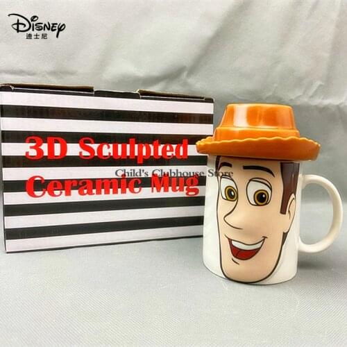 Disney Childrens Toy Mug Cowboy Sheriff Woody3D Mug Student Cartoon Ceramic Mug 300ml Coffee Cup Kids Favorite Mug