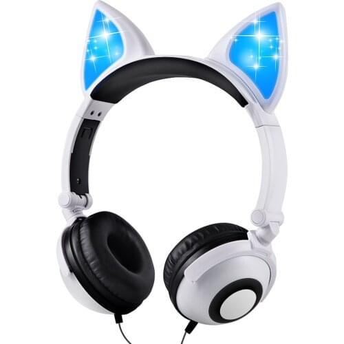 LED Cat Ear Kids Headphone Flashing Glowing Kids Headset Gaming Earphones For Children Gifts For pc mp3