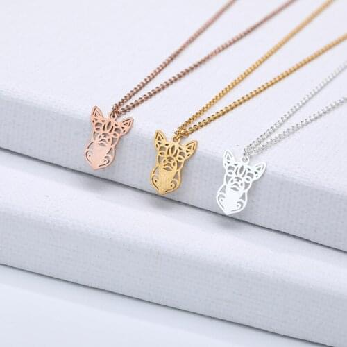 Geometric Origami Dog Necklace Unique French Bulldog Necklace Dog Necklace Women Pendants Stainless Steel Animal Jewelry
