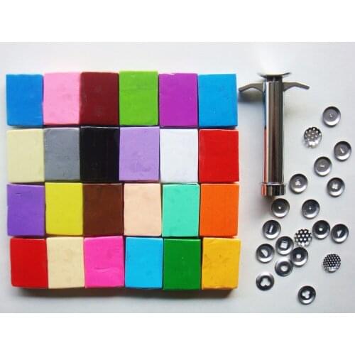 Flexible texture clay Hand craft material 24 color polymer clay with metal clay extruder