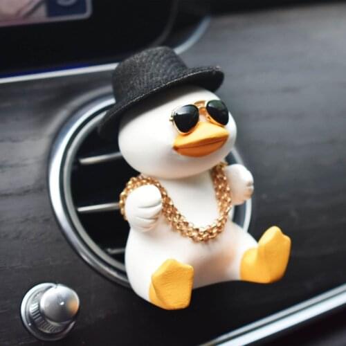 Gypsum Cute Anime Car Accessorie Swing Duck Pendant Auto Rearview Mirror Ornaments Birthday Gift Auto Decoraction Car Fragrance