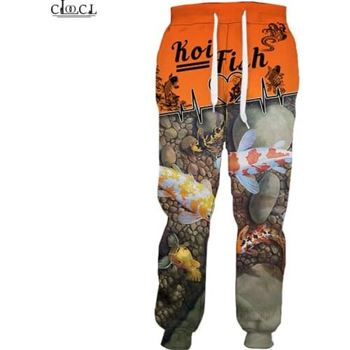 HX Newest Popular Animal Koi 3D Print Trousers Men Women Popular Streetwear Trousers Harajuku Casual Pant Drop Shipping