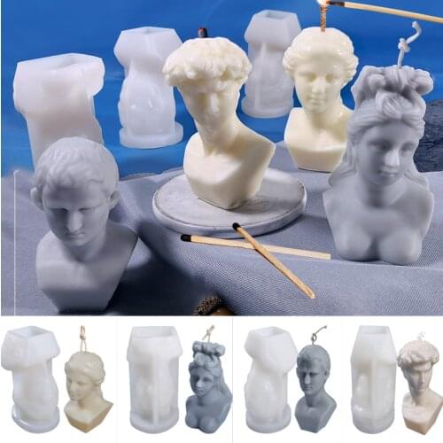 Art 3D Human Head Candle Mould for Diy Handmade Aromatherapy Candle Material Plaster Resin Molds Home Handicraft
