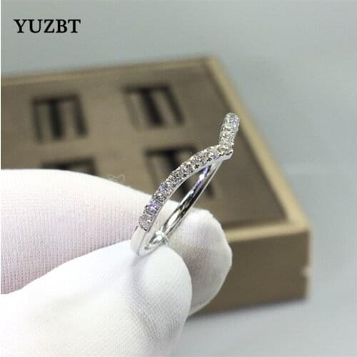 18K White Gold Plated Excellent Cut 0.2 ct Gemstone Diamond Test Past D Color Moissanite Cupids Arrow Ring 925 Silver Jewelry
