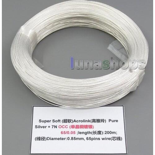 LN005194 200m 26AWG 99.9% Acrolink Pure Silver +7N OCC Copper Signal Wire Cable 65/0.05mm2 Dia:0.85mm For DIY