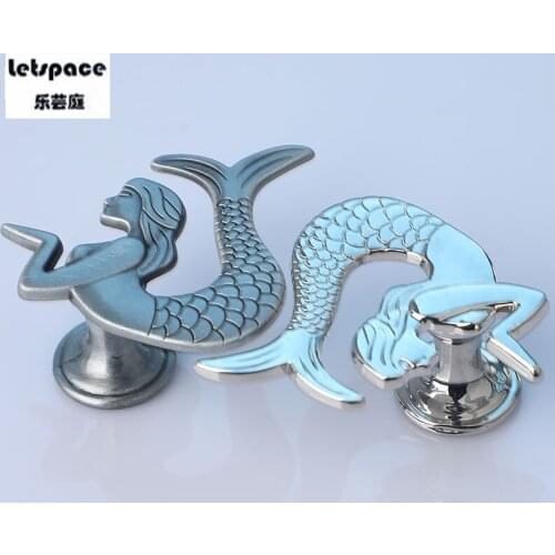 Cute cartoon silver fish drawer shoe cabinet dresser kids knob retro style antique tin cupboard tv cabinet furniture door handle