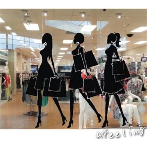 Fashion shopping girl Showcase sticker Wedding dress store supermarket wall window stickers