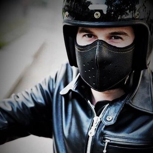 Winter Men Riding Face Mask Breathable Protection Mouth Mask Adult Headband Half Cycling Leather Masks Earloops Bandage