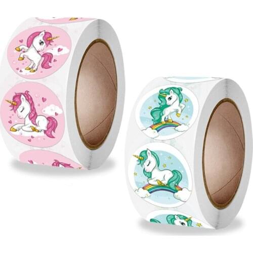 500pcs Cartoon Unicorn Stickers Lables for Girls Birthday Party Homemade Cookie DIY Soap Candy Bag Decoration Classroom Reward