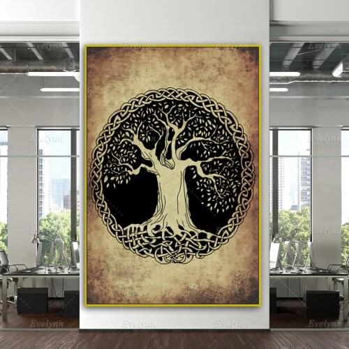 Tree Of Life Print, Yggdrasil Tree Poster, Nordic Art Print, Pagan Wicca Print Canvas, Magick Decoration , Esoteric Home Decor