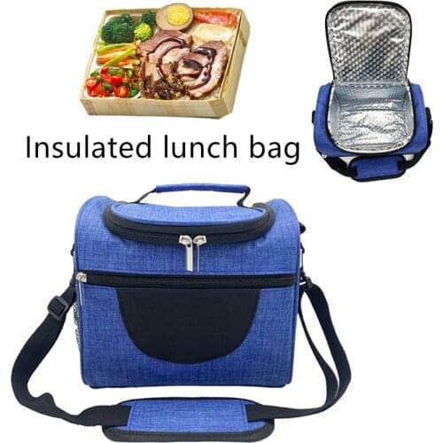 Portable Thicken Fresh Keeping Waterproof Nylon Lunch Bag Cooler Bag For Insulation Thermal Bag For Student /Office/Picnic