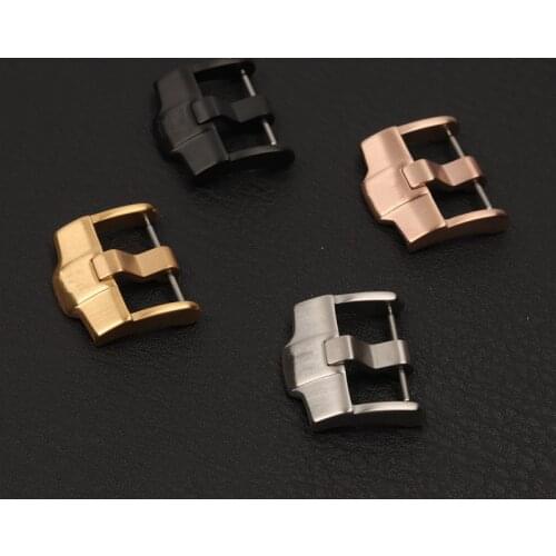 Stainless steel watchband buckle 316L solid metal pin clasp 24mm buckle black silver gold for leather or rubber bracelet buckle