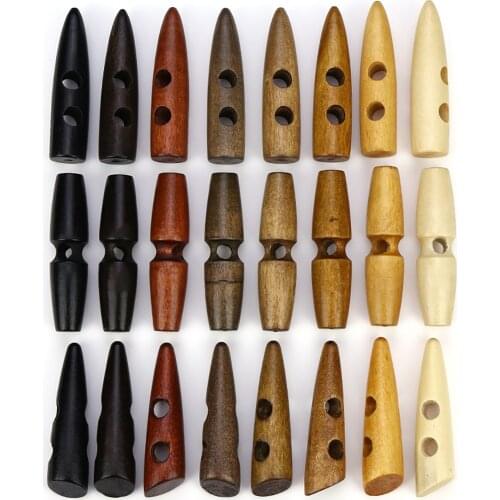 20PCS 30MM~60MM Olive Wood Toggle Buttons Wind Coat Horn Buckle Sewing Button Garment Accessories Duffel Coat Overcoat Button