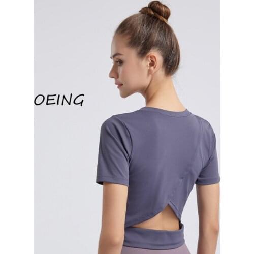 Plus Size Yoga Tops Women Short Sleeve Gym Clothes Sportswear Running Women Fitness