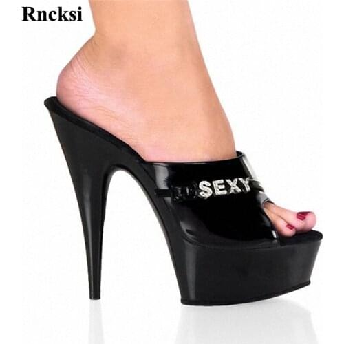 Rncksi Wedding Party Fashion letter New Pole Dancing Sexy New Women 15CM High Heel Platforms Model Shoes Pole Dance Slippers
