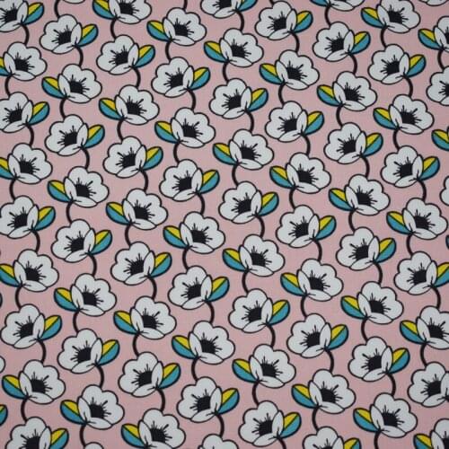 Pink Printed Cotton Fabric Fashion Satin Charmeuse Fabric For Dress Tissus Patchwork Reactive Dyes Tecidos Para Roupa DIY Telas